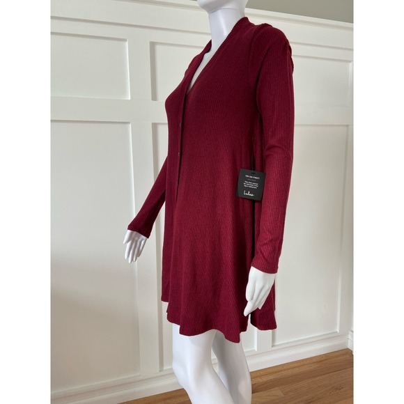 Lulus Ribbed Lightweight Sweater Ruby Red Dress XS* Stylish Cardigan WD39 - Picture 2 of 10